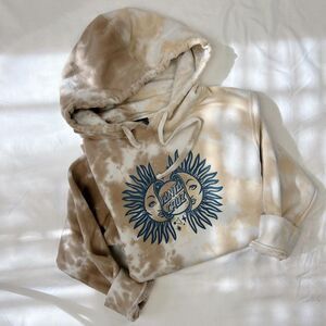 santa cruz | size s | sand tie dye hoodie with sun moon graphic